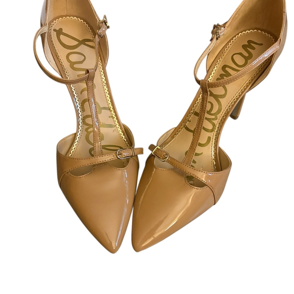 Sam Edelman Nude Patent Leather T-Strap 4” Heels. Size 8.5 - Picture 2 of 10